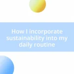 How I incorporate sustainability into my daily routine